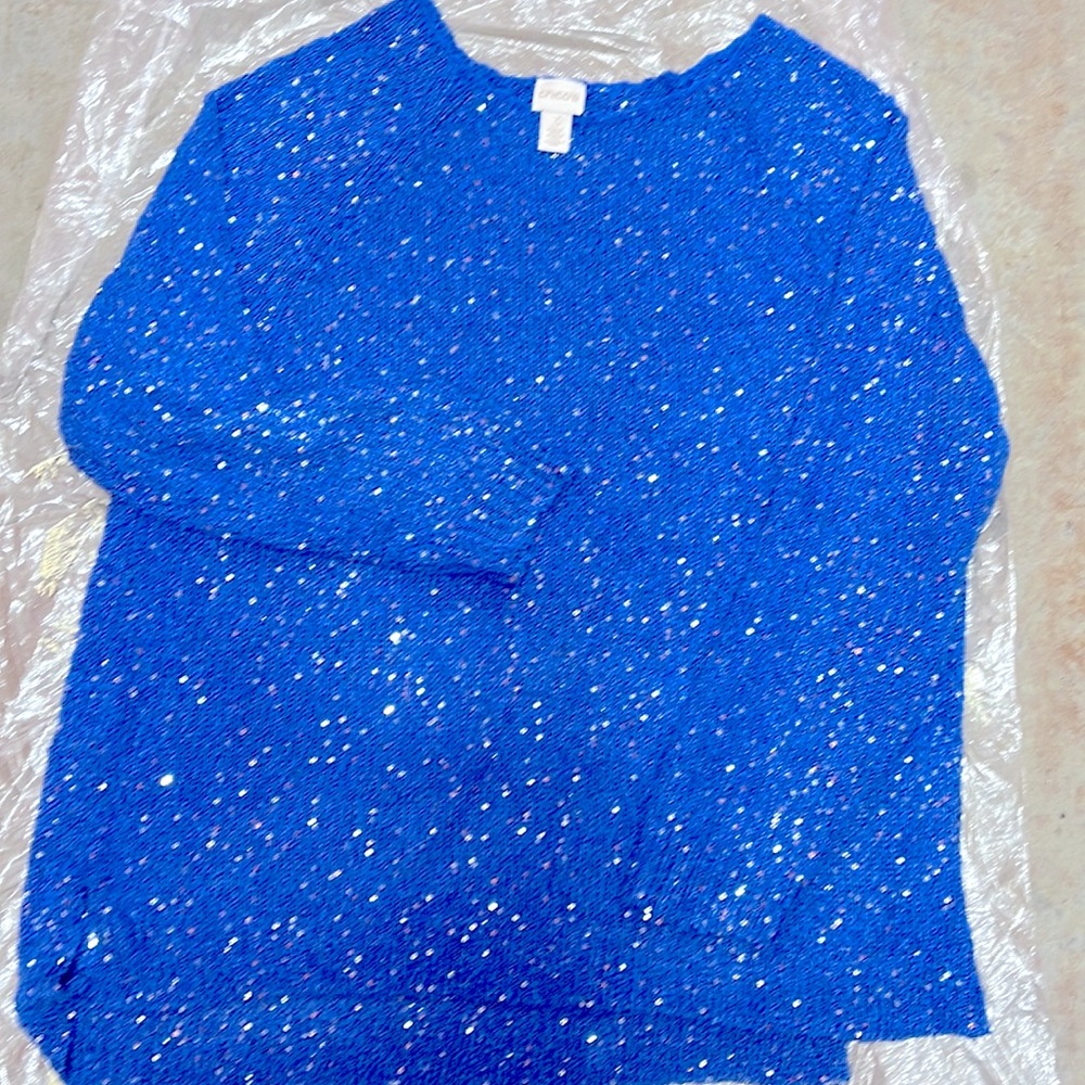 Chico blue sparkle sweater size 3